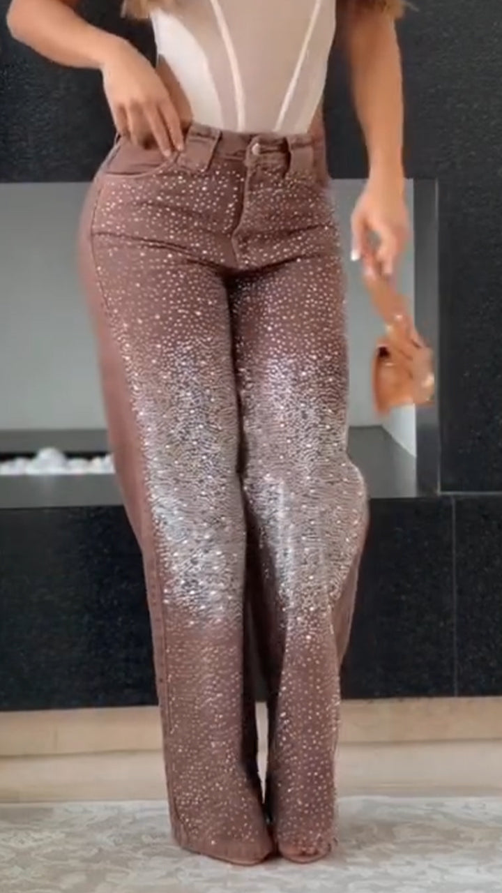 Ladies Rhinestone Sparkling Casual Jeans