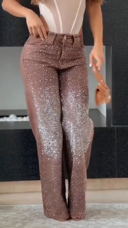 Ladies Rhinestone Sparkling Casual Jeans