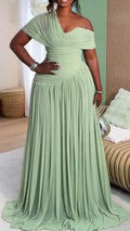 Womens Oblique Neck Solid Color Splicing Elegant Temperament Dinner Party Style Dress