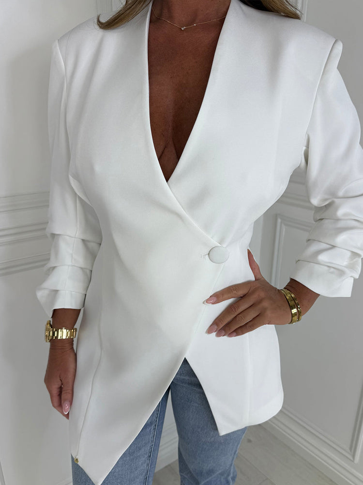 Women V-neck Irregular Temperament Commuting Jacket