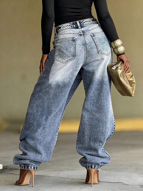 Women's Rhinestone Tassel Faux Two-piece Jeans