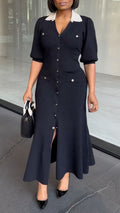 Women's Collared Mid-sleeve Commuter-style Dress