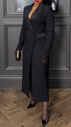 Women's Lapel Suit Dress with Elegant Long Dress