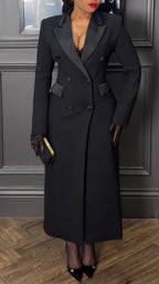 Women's Lapel Suit Dress with Elegant Long Dress