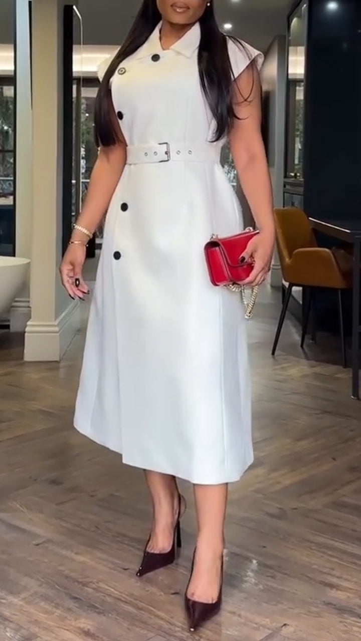 Women Collar Buckle Elegant Temperament Dress