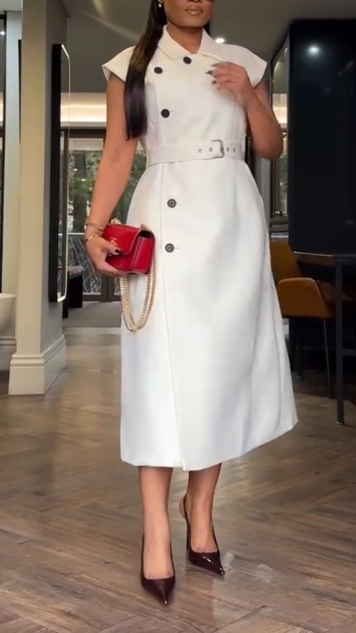 Women Collar Buckle Elegant Temperament Dress