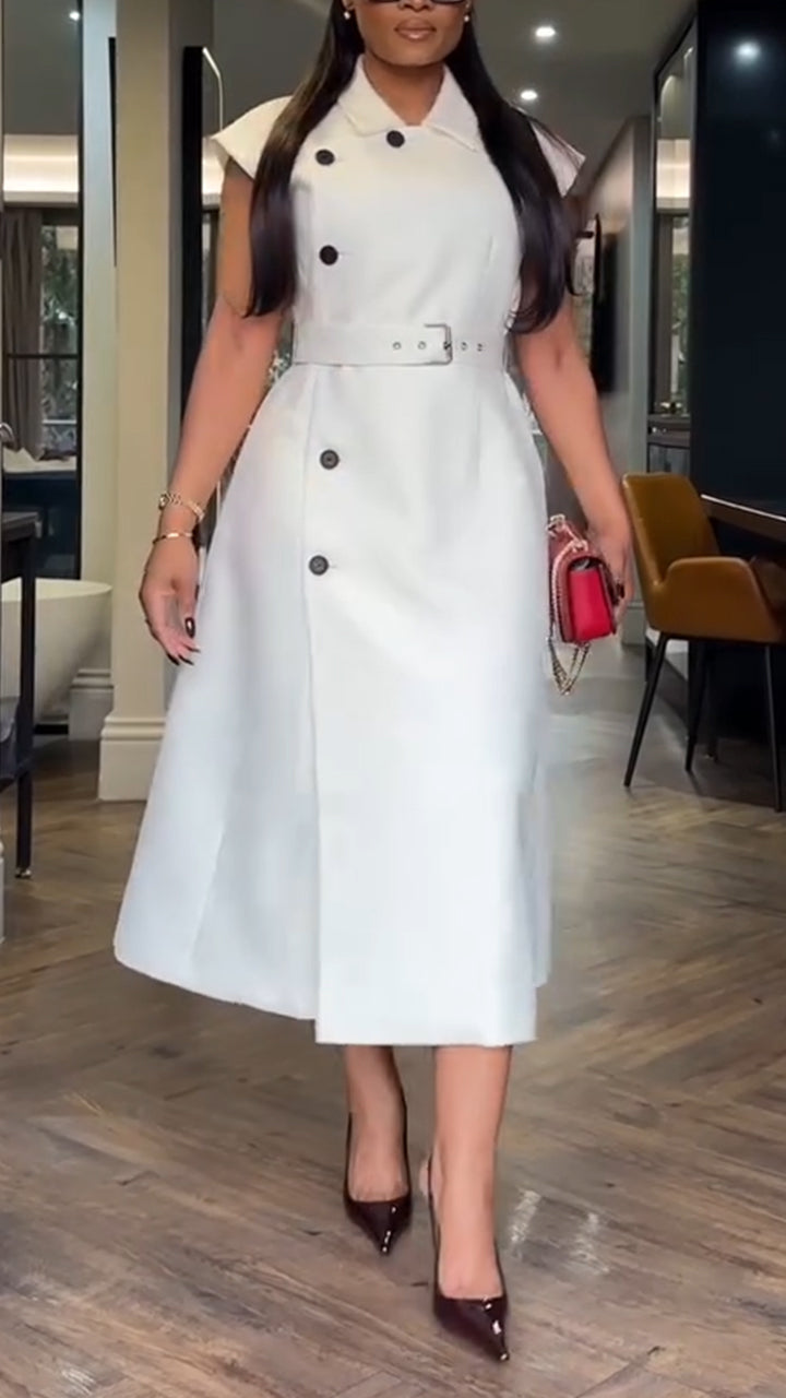 Women Collar Buckle Elegant Temperament Dress