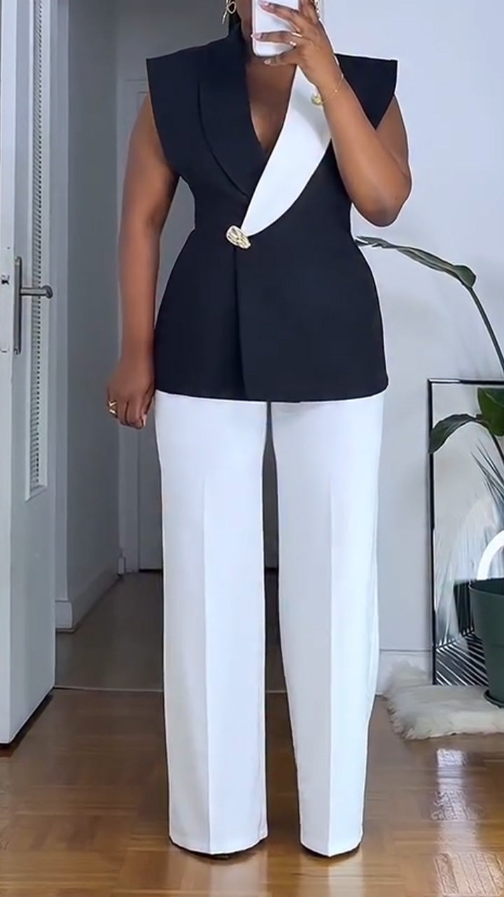 Women Collar Jacket + Pants Temperament Commuting Suit
