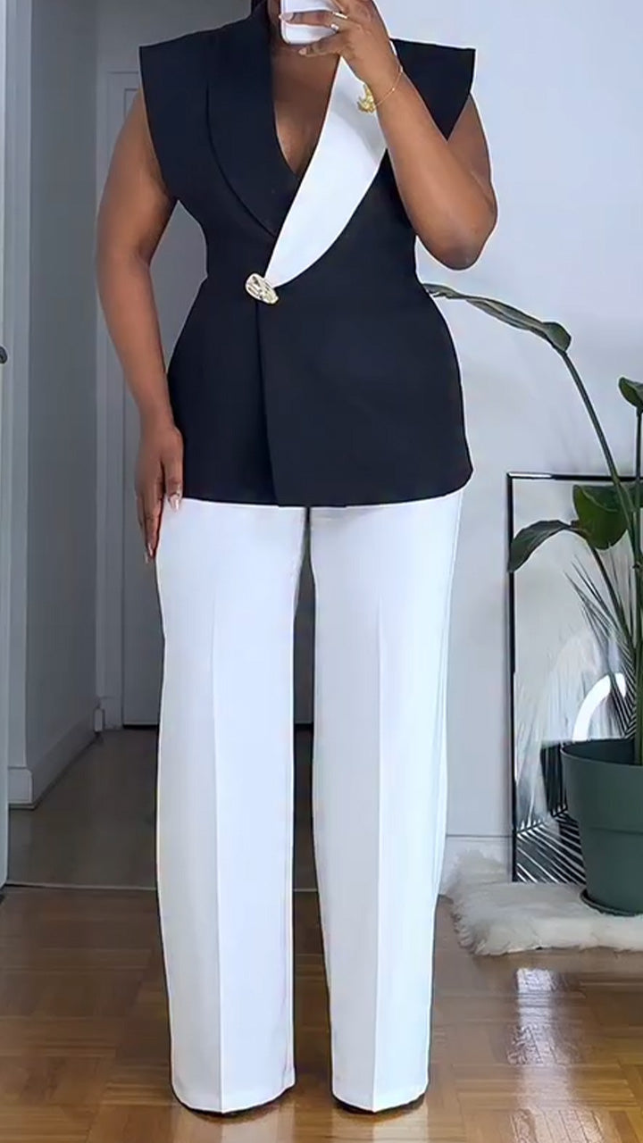 Women Collar Jacket + Pants Temperament Commuting Suit