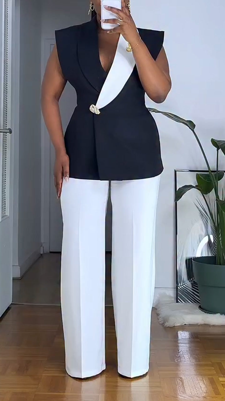 Women Collar Jacket + Pants Temperament Commuting Suit