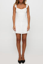 Women Square Collar Patchwork Lace Embroidery Elegant Casual Dress