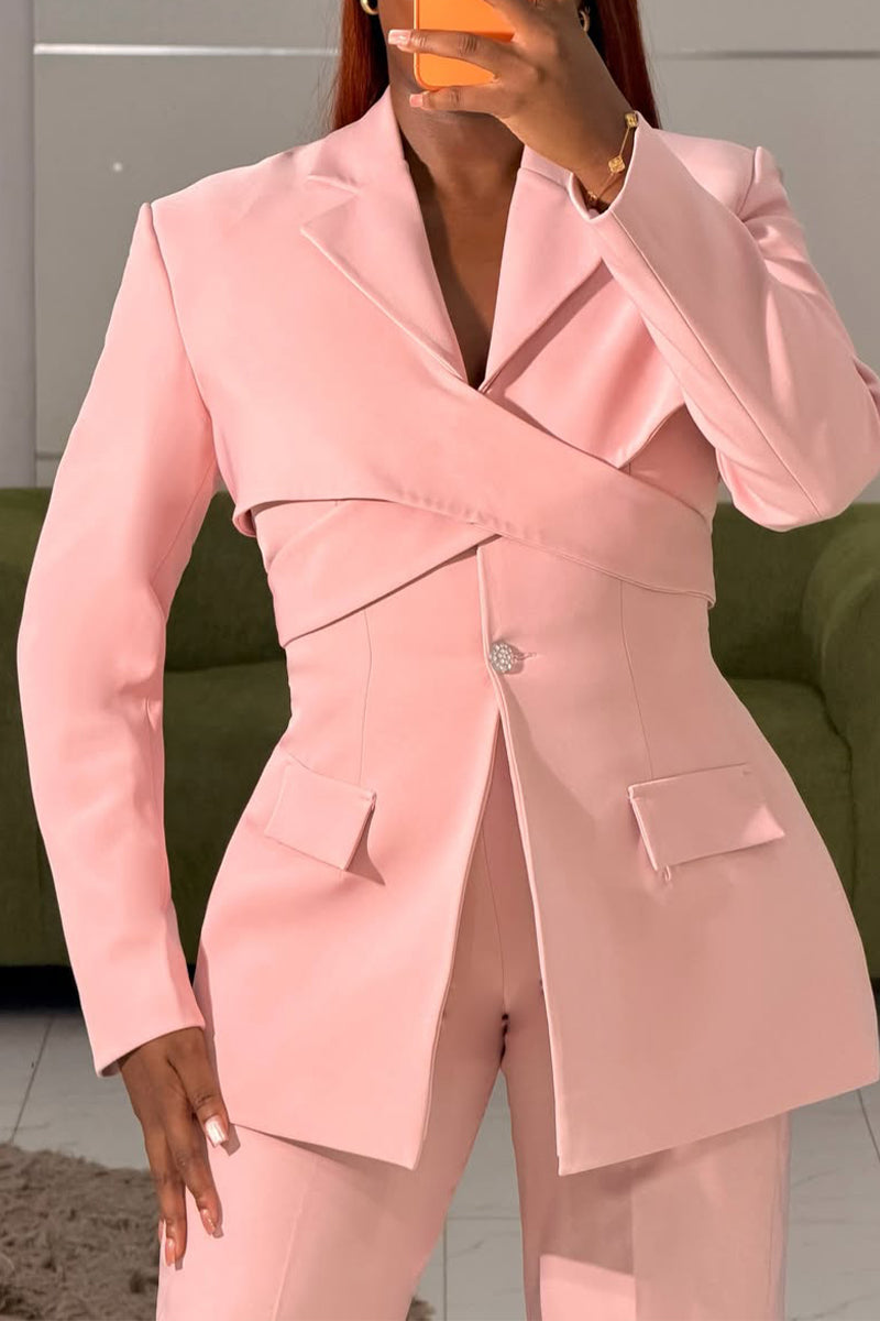 Women Lapel Collar Temperament Commute Three-piece Set