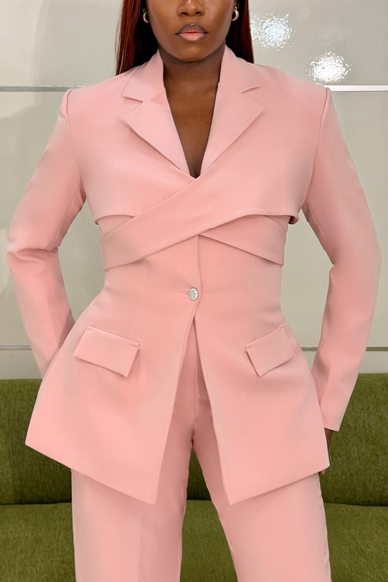 Women Lapel Collar Temperament Commute Three-piece Set