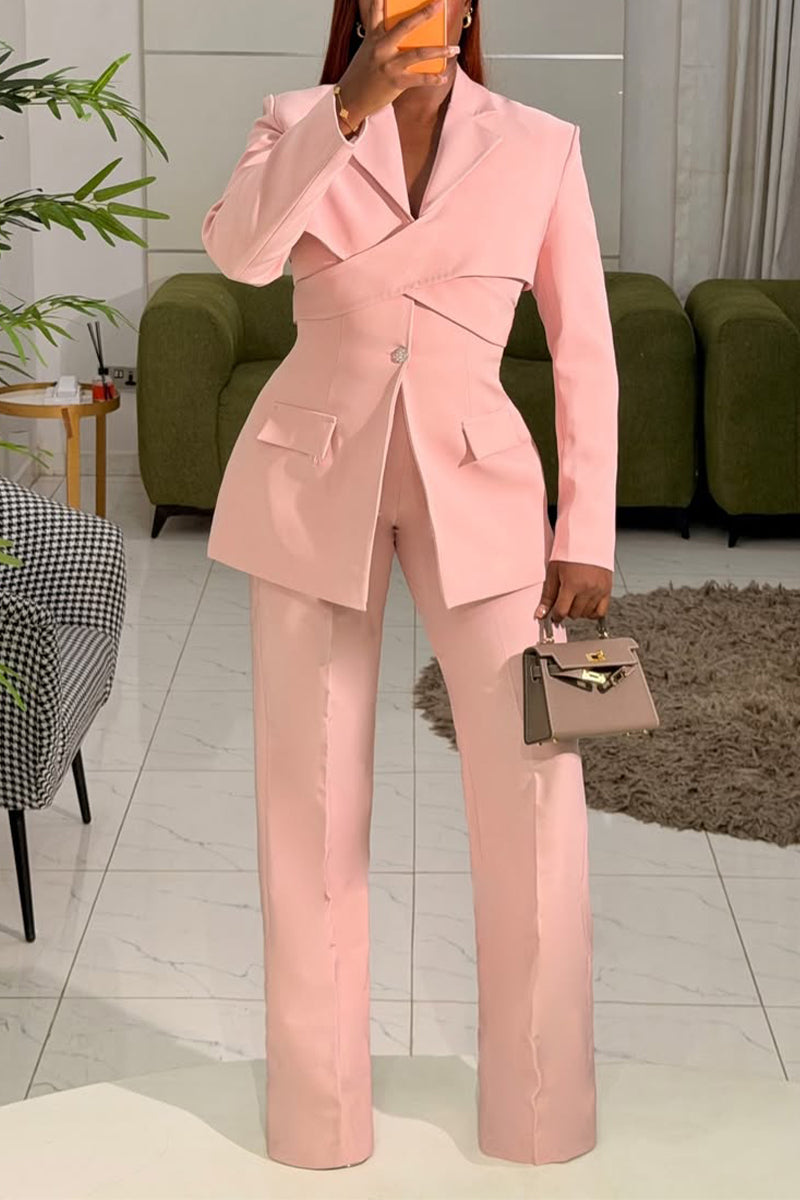 Women Lapel Collar Temperament Commute Three-piece Set