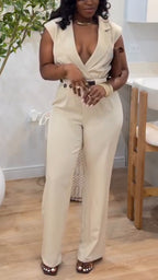 Women Collar Top + Pants Casual Outfit with Temperament