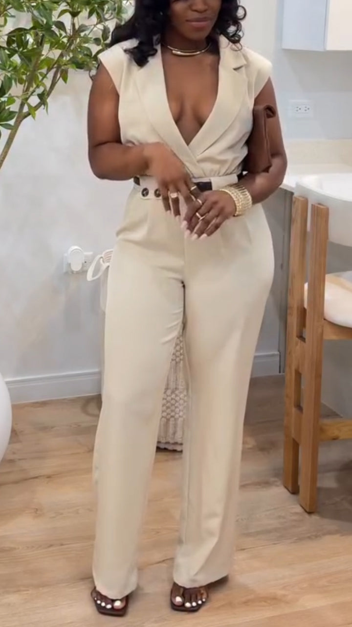 Women Collar Top + Pants Casual Outfit with Temperament