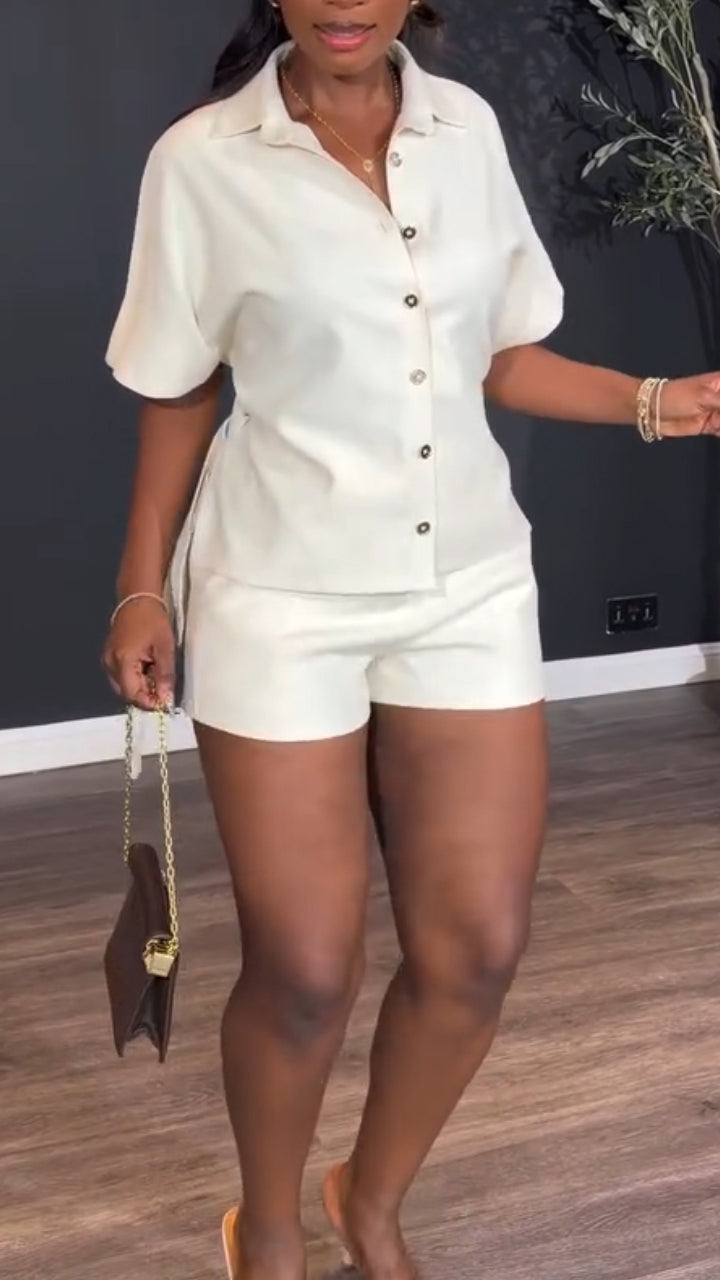 Women Lapel Breasted Top and Pants Casual Suit