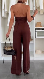 Women Collarless Sleeveless Waist Cinching Temperament Commuter Jumpsuit