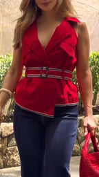 Women Collar Sleeveless Irregular Temperament Casual Top