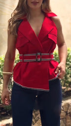 Women Collar Sleeveless Irregular Temperament Casual Top
