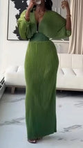 Womens Deep V-neck Waist Cinching Splicing and Elegant Temperament Dress