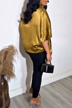 Women's Elegant Satin Batwing Fringe Top