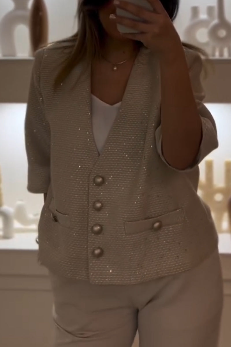 Women V-neck Breasted Casual Jacket