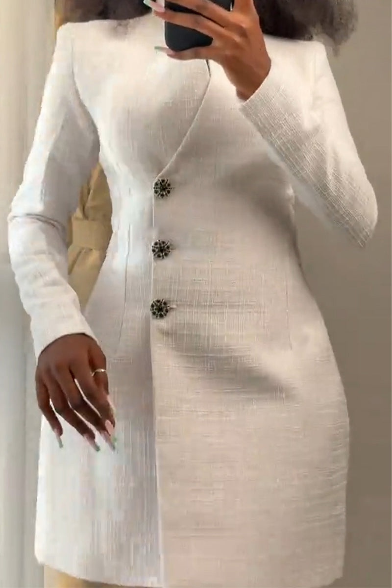 Women Round Neck Waist Cinched Elegant Temperament Formal Mini Dresses
