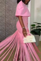Women's Elegant Party Fringe Two Piece Maxi Dress