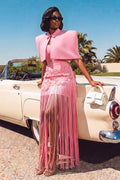 Women's Elegant Party Fringe Two Piece Maxi Dress