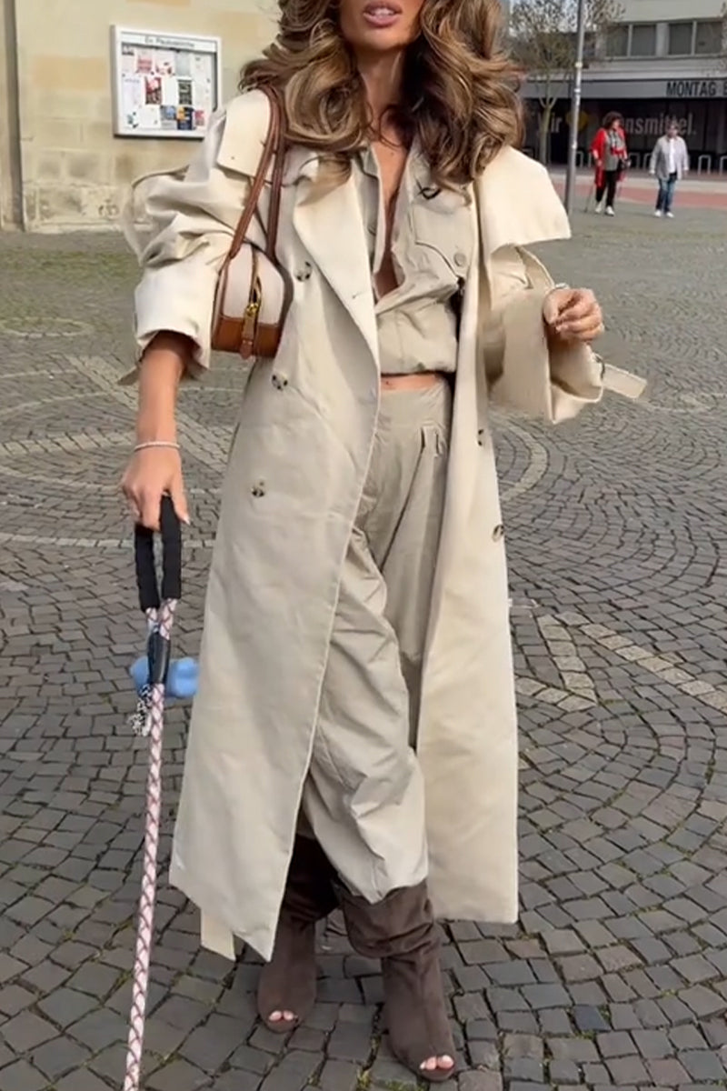 Women Collar Style Casual Trench Coat