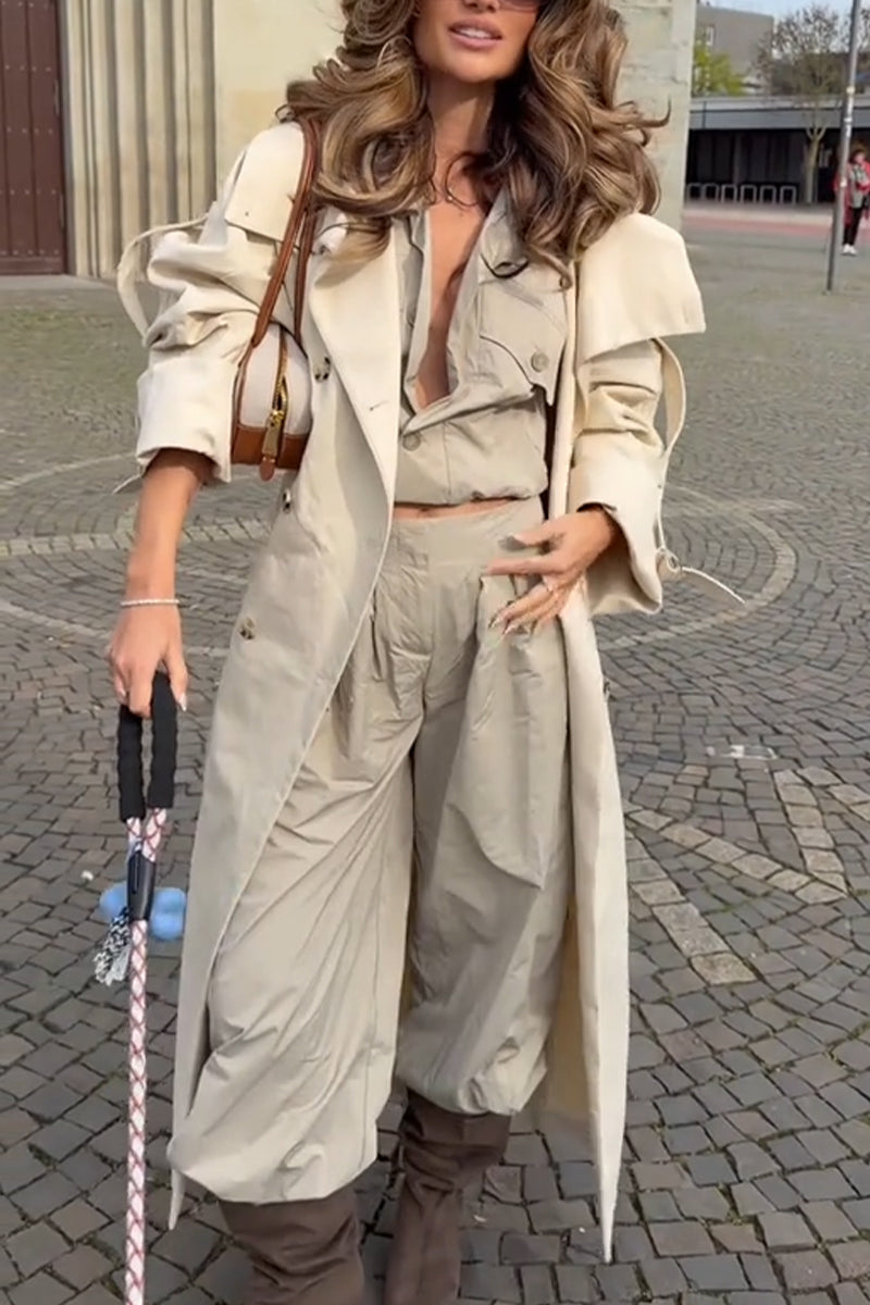 Women Collar Style Casual Trench Coat