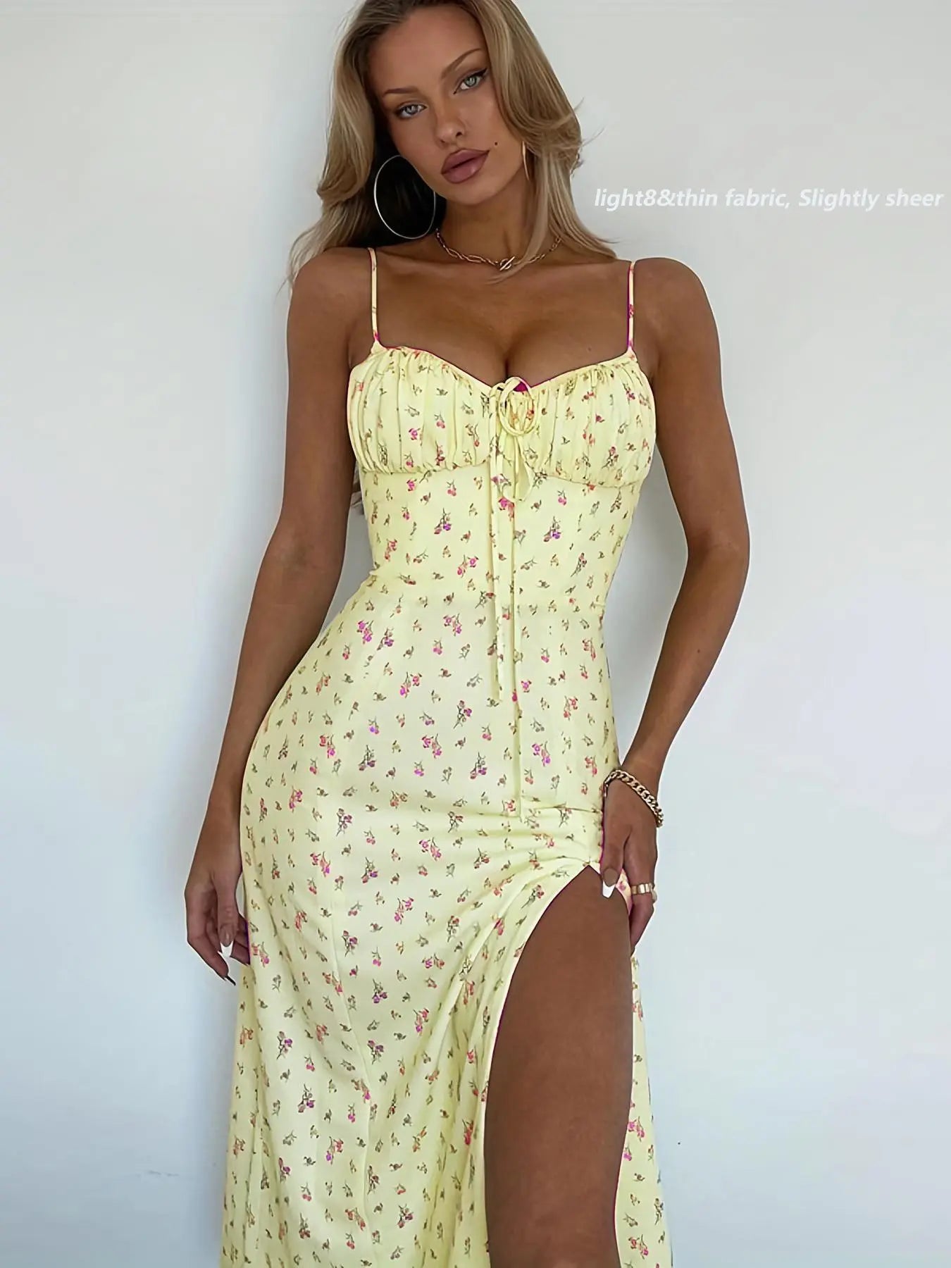 Women's Ditsy Floral Print Split Thigh Cami Dress
