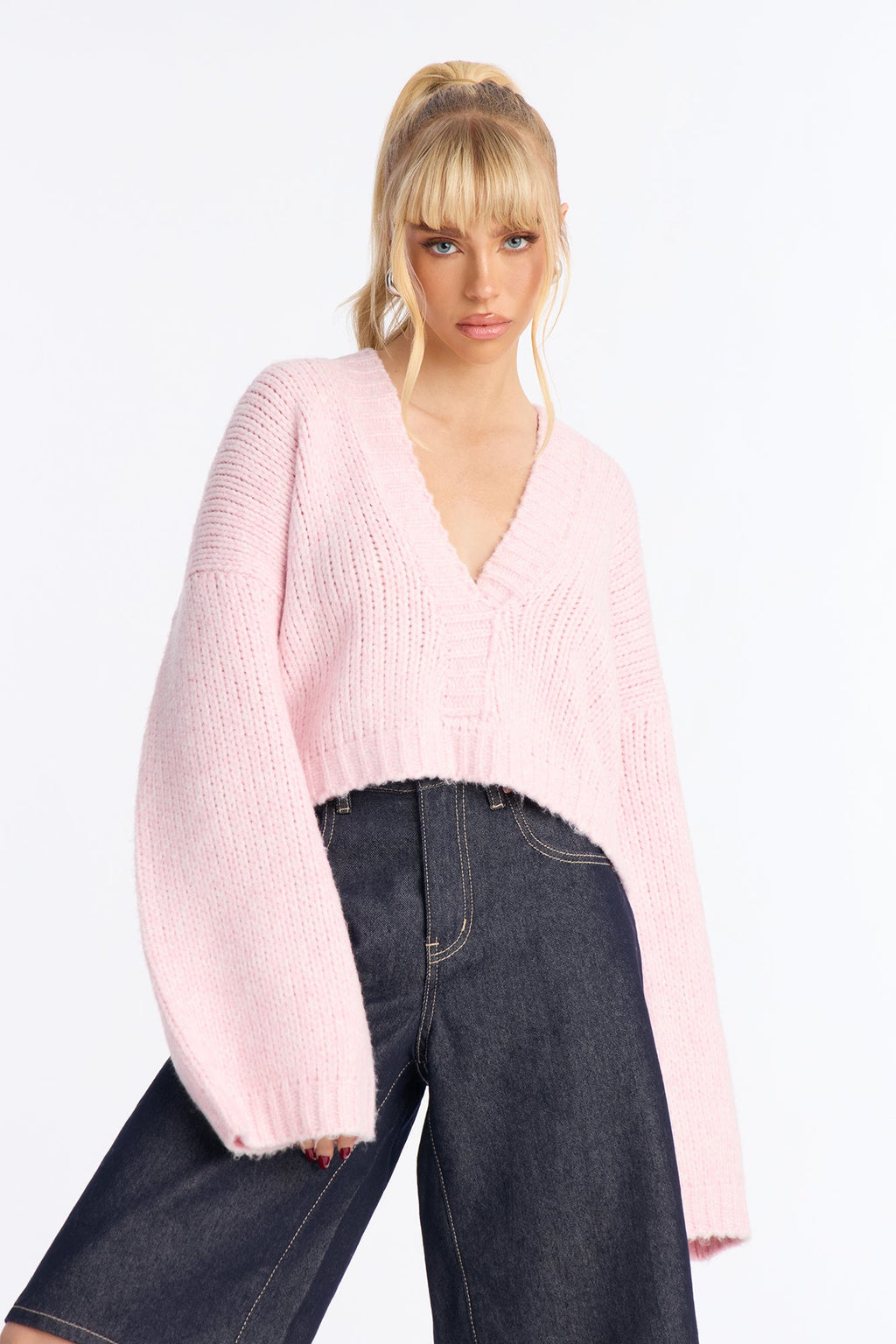 Warm Embrace Oversized V Neck Sweater - Chocolate