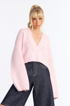 Warm Embrace Oversized V Neck Sweater - Chocolate