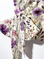2pcs Women's Casual Bohemian Purple Floral Shirt & Pants Set,Summer Boho Vacation Outfit, Retro Beach Resort,Perfect For Wedding Guest Party