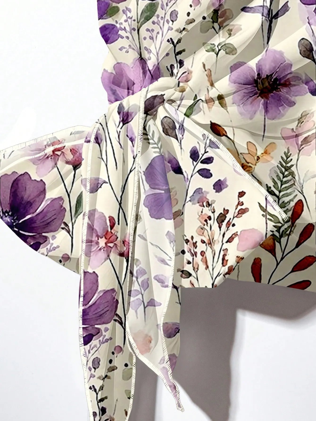 2pcs Women's Casual Bohemian Purple Floral Shirt & Pants Set,Summer Boho Vacation Outfit, Retro Beach Resort,Perfect For Wedding Guest Party