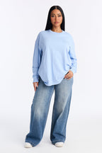 God Is Greater Oversize Long Sleeve Tee - Light Blue