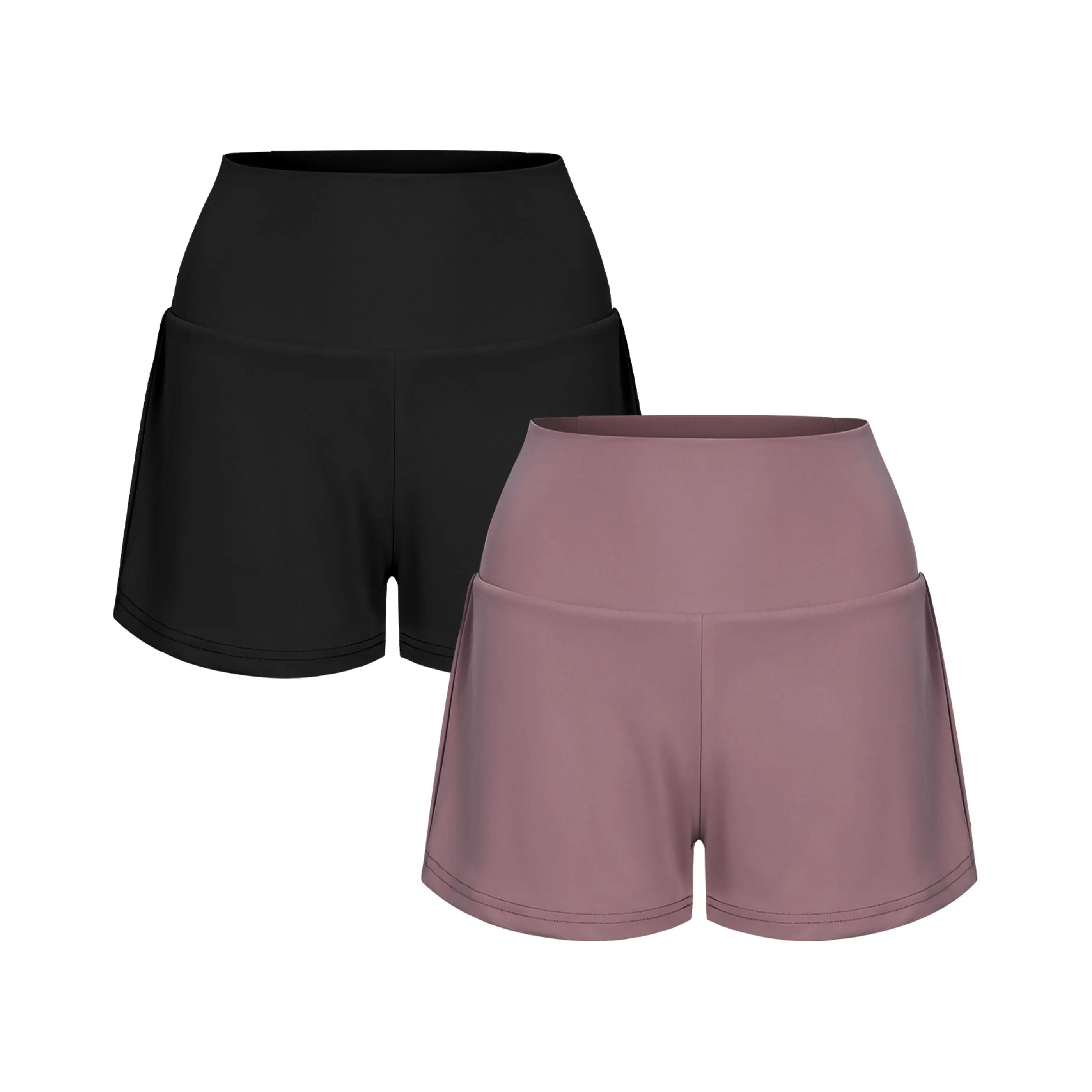 2-Piece Super High Waisted Back Pocket & Side Hidden Pocket 2-in-1 Yoga Shorts 3" Set