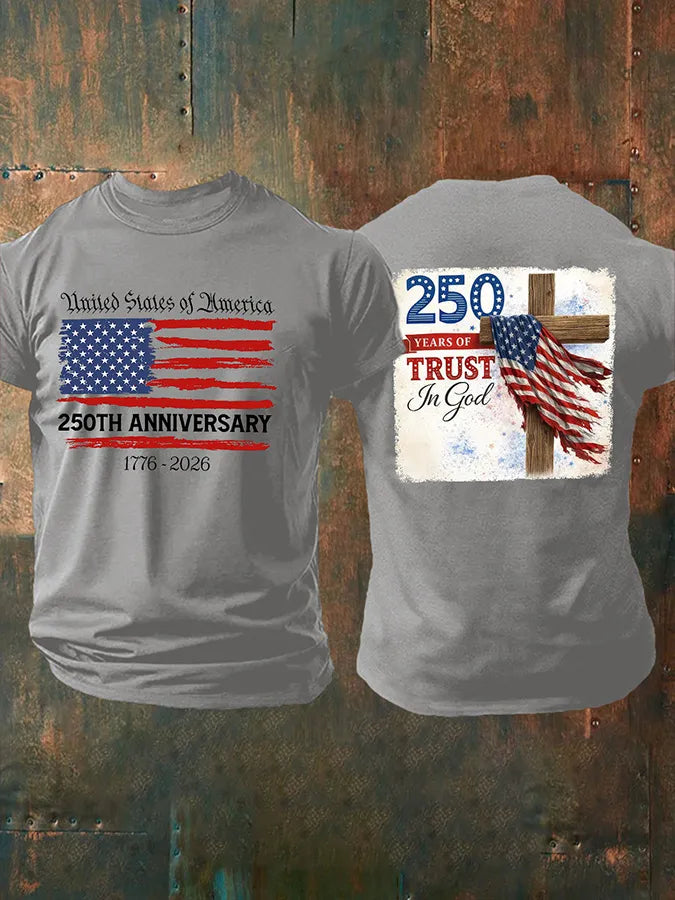Men's Retro In God We Trust 250th Anniversary 1776-2026 Print T-Shirt