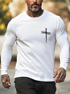 🔥Buy 3 Get 15% Off🔥Men's Retro Faith Cross "Faith Over Fear" Print Crew Neck T-Shirt