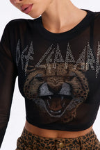 Def Leppard Forever Mesh Long Sleeve Baby Tee - Black