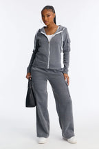 On The Run Cargo Fleece Pant Set - Black