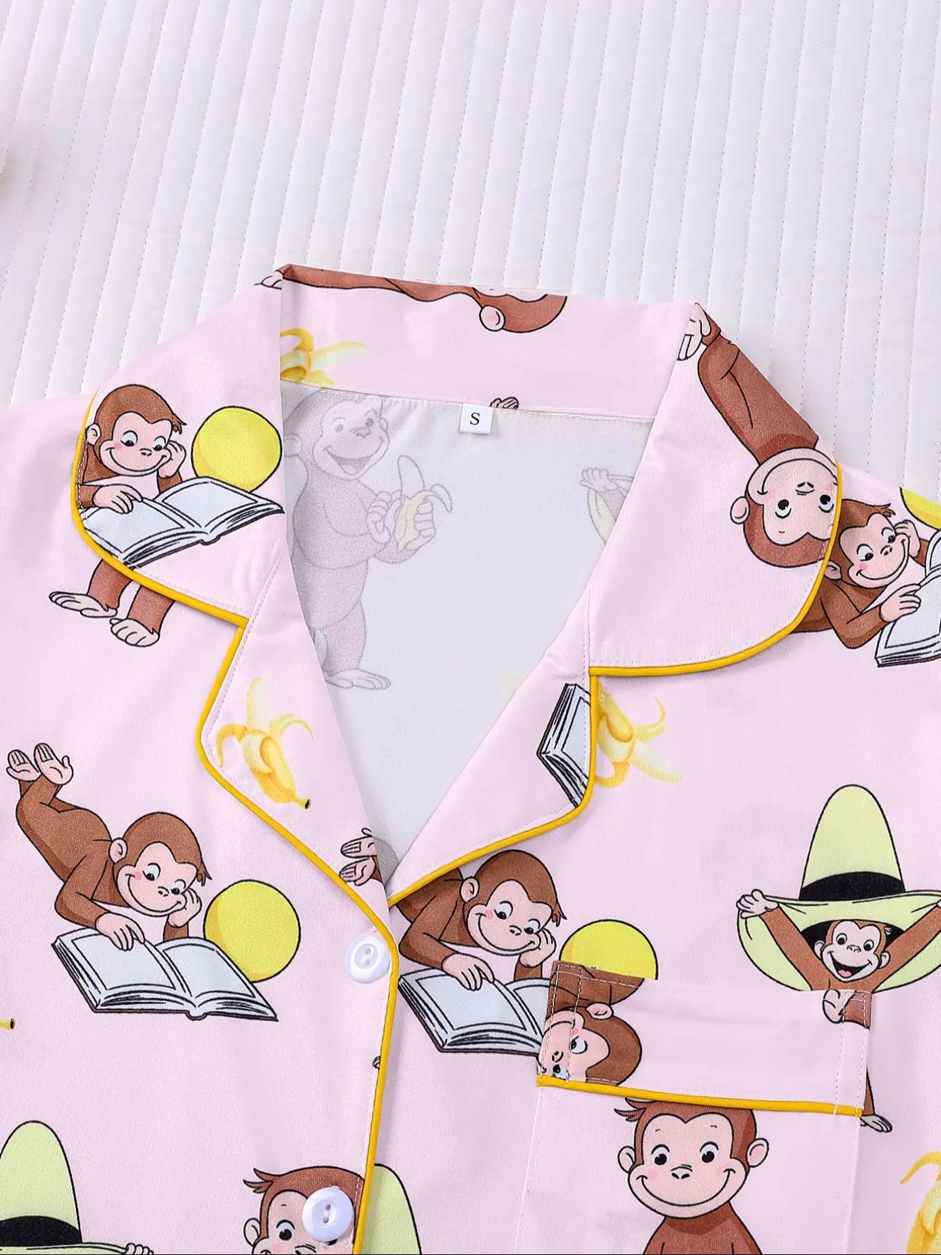 Women's Monkey Banana Print Pajama Set Pyjamas Pjs