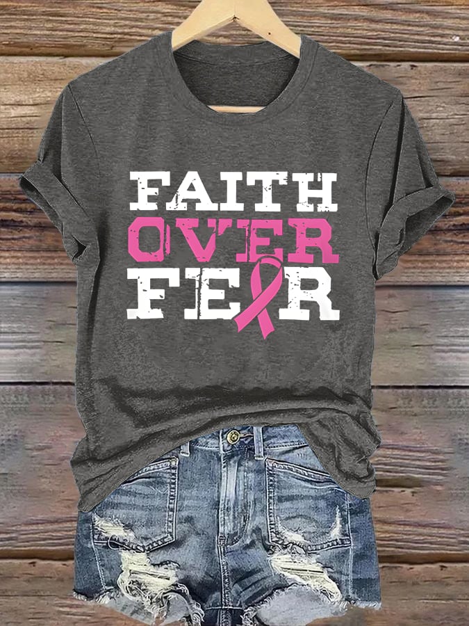 Women's  Faith Over Anxiety Breast Cancer Classic T-Shirt