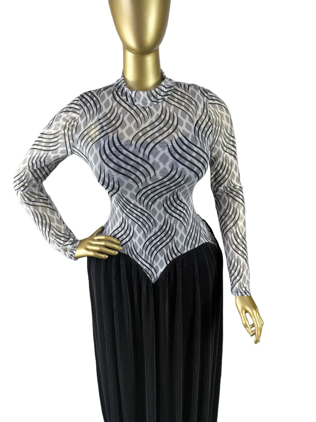 Women's Round Neck Long Sleeve A-Line Striped Print Big Swing Dress Womenswear, Spring Romantic Date Party Outfit , Elegant Sexy Formal Wear Party Evening Dress, Vacation Long Lady Skirts,Maxi Dress with Tank Dress 2 Pcs Sets