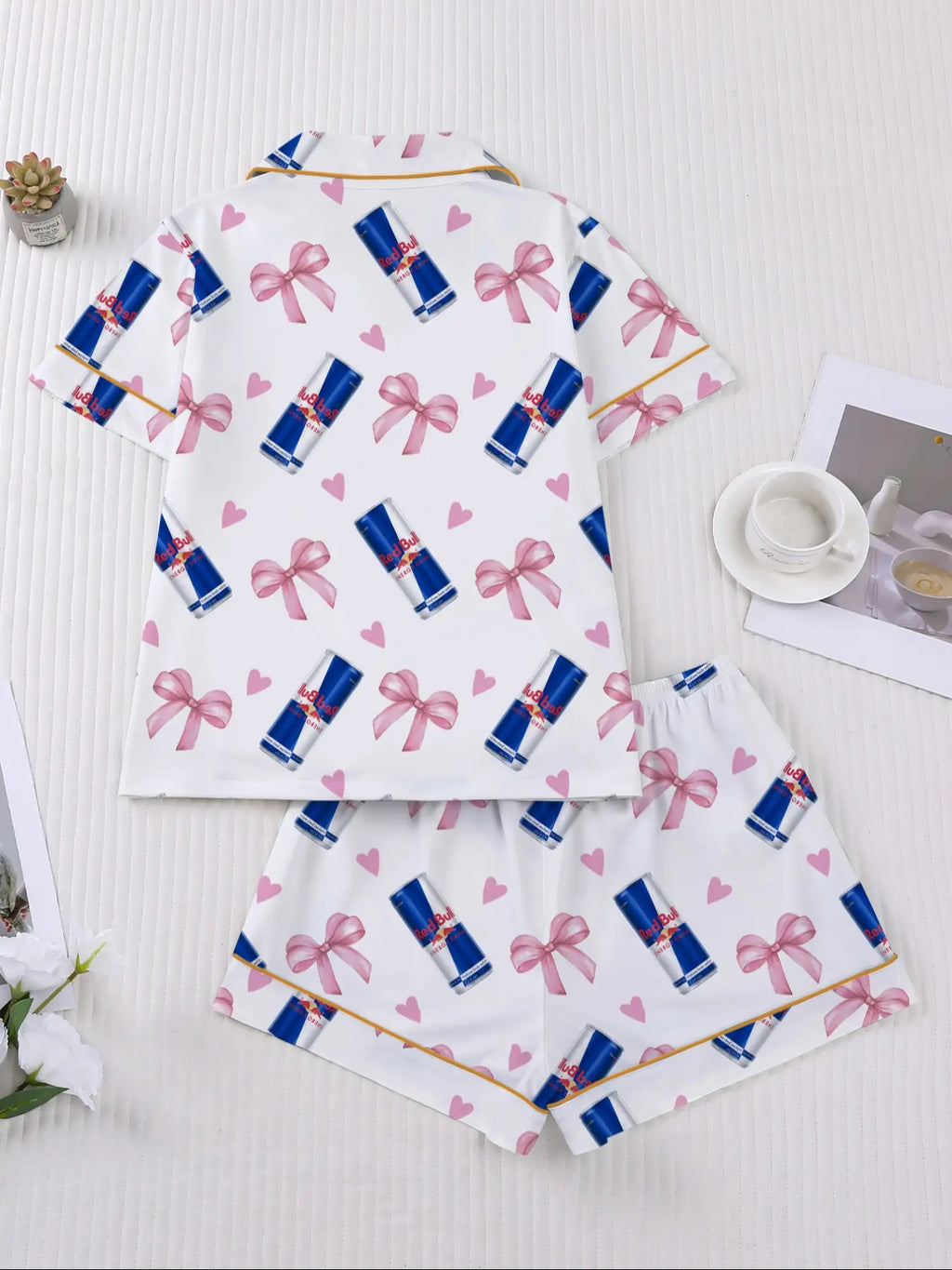 Women's Heart & Bow Print Sleepwear Set