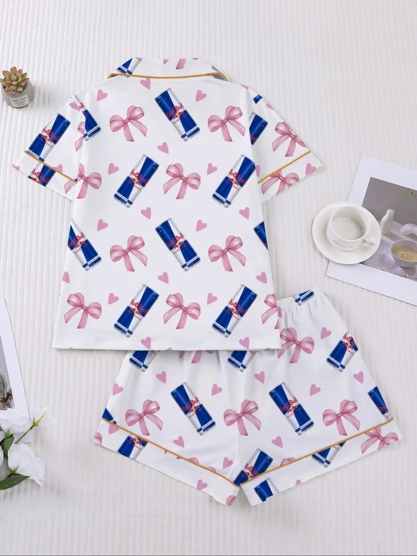 Women's Heart & Bow Print Sleepwear Set
