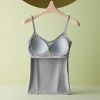 Women's Spring Summer 2-In-1 Bra Cup Tank Top, Adjustable Straps, Fresh&Comfortable Plain Inner Layer, Sleeveless Fitted Soft Vest,Home&Sleep
