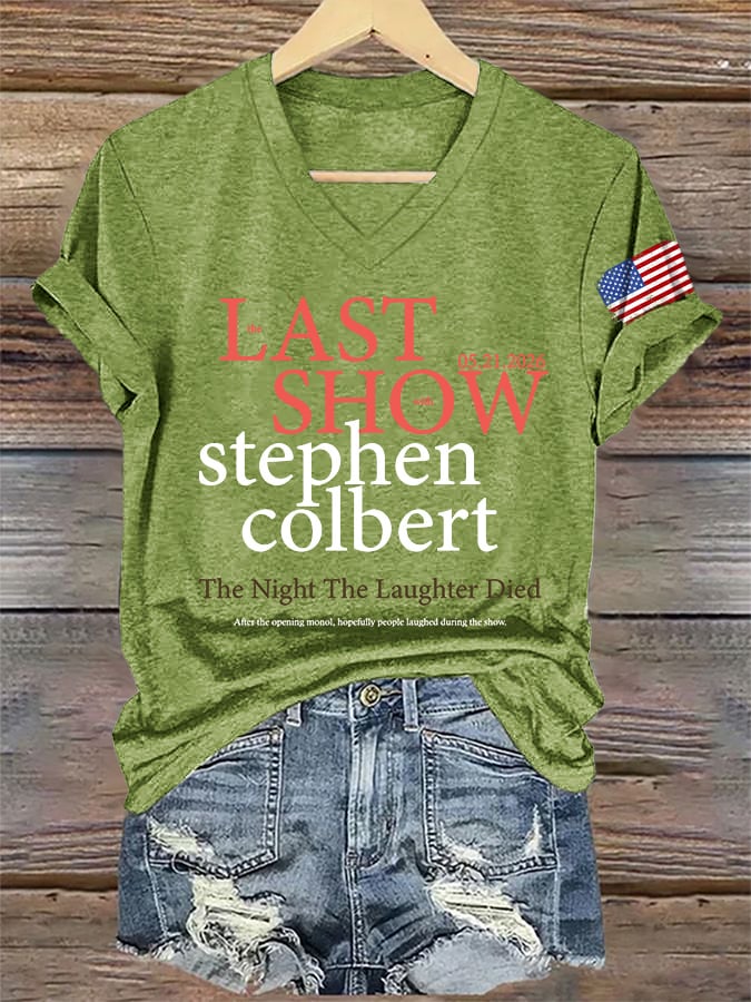 🔥Buy 3 Get 15% Off🔥V-Neck Retro Last Show 05.21.2026 The Night The Laughter Died After The Opening Monol, Hopefully People Laughed During The Show Print T-Shirt